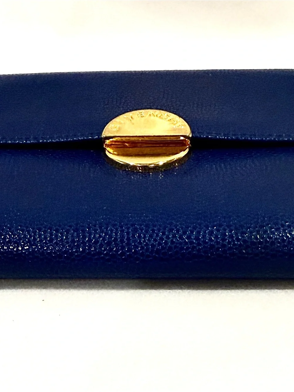 Vintage Givenchy Rare Royal Blue Textured Leather Compact Wallet w/ Kiss-Lock